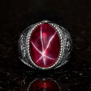 Gerçek Doğal Taş Erkek Yüzüğü, Şahin Yüzüğü, 925 Ayar Gümüş Yüzük (Yıldız Yakutu) - Görsel 4