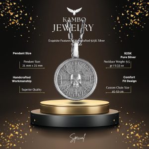 925 Ayar Gümüş Kolye - Gümüş Kafatası Kolye - Ayrıntılı Tasarım, Gotik Takı - Görsel 2