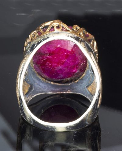 Erkekler için Sterlin Gümüş Yüzük - Doğal Yakut Taşı ile Orta Doğu Deseni - Görsel 6