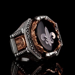 925 Ayar Gümüş Erkek Orta Doğu Fleur-de-Lis Yüzük - Cesur ve Şık Tasarım, Günlük Kullanım ve Özel Günler için İdeal - Görsel 2