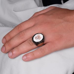 El yapımı Desenli Yüzük - 925 Ayar Gümüş Erkek Yüzüğü - Davut Yıldızı Takısı (Akrep) - Görsel 3