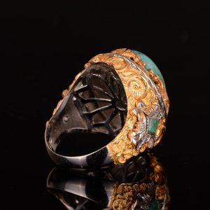 925 Ayar Gümüş Erkek Yüzük ile Doğal Arizona Turkuaz Taşı - Cesur ve Şık Tasarım, Günlük Kullanım ve Özel Etkinlikler için İdeal (Stil-4) - Görsel 7