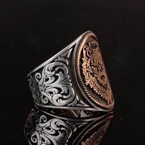 Kurt Erkek Yüzüğü, El Yapımı Yüzük, 925 Ayar Gümüş Yüzük Erkekler İçin - Görsel 5