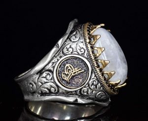 Erkekler için 925 Ayar Gümüş Yüzük - Doğal Aytaşı Taşlı Yüzük - Görsel 4