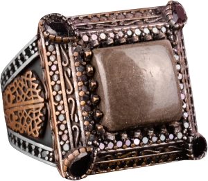 Sultan Yüzük, Gerçek Doğal Pirita Taşı Yüzük, 925 Ayar Gümüş Erkek Yüzük - Görsel 1