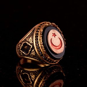 Hilal Yıldız Türk Erkek Yüzüğü, Ay ve Yıldız Gümüş Yüzük, 925 Ayar Gümüş Yüzük - Görsel 4