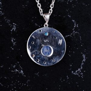 Gerçek Doğal Aytaşı Taşlı Kolye, Güneş Kolyesi, Sterlin Gümüş Takı - Görsel 4