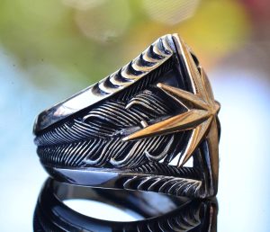 Pusula Yüzüğü - 925 Ayar Gümüş Erkek Pusula Yüzüğü - Görsel 5