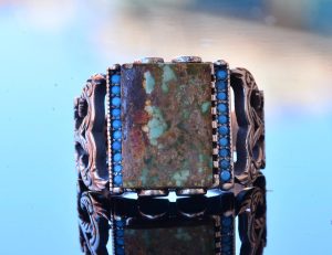 Gerçek Doğal Arizona Turkuaz Taş Yüzük - Gümüş Yüzük - Özel Gümüş Yüzük (Stil-1) - Görsel 6