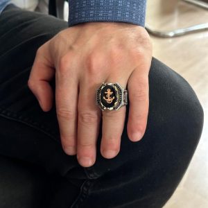 925 Ayar Gümüş Erkek Yüzük - Çapa Yüzük - Kaptan Denizci Yüzüğü - Deniz Temalı Takı - Görsel 3