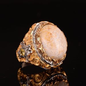 Gerçek Doğal Mercan Taşı Yüzük, 925 Ayar Gümüş Yüzük Erkekler İçin - Görsel 6