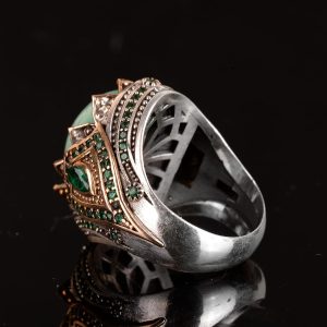 Gerçek Doğal Arizona Turkuaz Taş Yüzük, Erkekler için, Minimalist Yüzük, 925 Ayar Gümüş Yüzük - Görsel 6