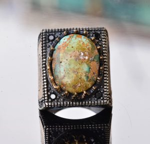 Gerçek Arizona Turkuaz Taş Yüzük, David of Star Yüzüğü, Boho Yüzük - Görsel 7