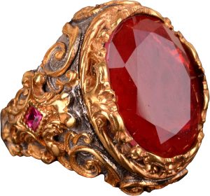 Yapılmış Paraiba Kırmızı Taş Yüzük - Rodaj Kaplama 925 Ayar Gümüş - El Yapımı Bant Yüzük - Görsel 1