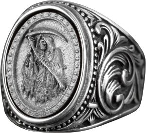 Ölüm Meleği Yüzüğü, 925 Ayar Gümüş Yüzük, El Yapımı Yüzük Erkekler İçin, Farklı Ölüm Meleği Yüzüğü - Görsel 1
