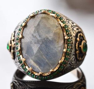 Erkekler için 925 Ayar Gümüş Yüzük - Gerçek Doğal Safir Taşı - Görsel 5