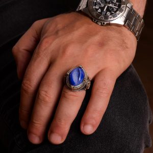 Gerçek Doğal Drusy Kristal Kuvars Taşı Yüzük, 925 Ayar Gümüş Yüzük Erkekler İçin, El Yapımı Erkek Yüzüğü - Görsel 3