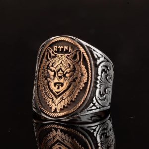 Kurt Erkek Yüzüğü, El Yapımı Yüzük, 925 Ayar Gümüş Yüzük Erkekler İçin - Görsel 4