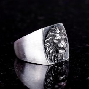 Aslan Yüzüğü, Hayvan Yüzüğü, Leo Yüzüğü, 925 Ayar Gümüş Yüzük, İfadeli Yüzük (Özelleştirilebilir) - Görsel 4