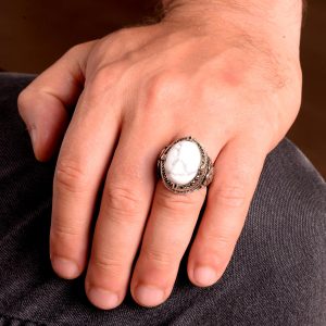 Gerçek Doğal Taş Yüzük, Kral Yüzüğü, Oval Yüzük, 925 Ayar Gümüş Yüzük - Görsel 5