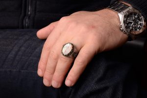 Erkekler için El Yapımı Gerçek Doğal Arizona Turkuaz Taş Yüzük, 925 Ayar Gümüş Yüzük, Sultan Yüzüğü (Model-11) - Görsel 7