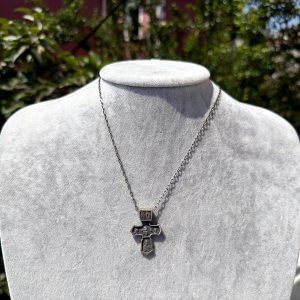 925 Ayar Gümüş Gotik Haç Kolye - Görsel 3