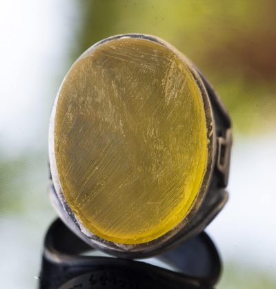 Doğal Baltık Amber Taşı 925 Ayar Gümüş Erkek Yüzük - Gerçek Ham Taş - Görsel 5