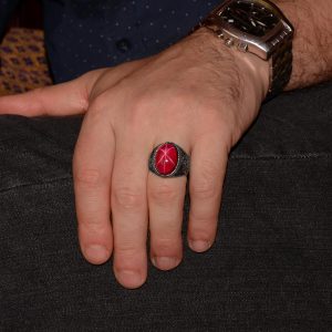 Gerçek Doğal Taş Erkek Yüzüğü, Şahin Yüzüğü, 925 Ayar Gümüş Yüzük (Yıldız Yakutu) - Görsel 3