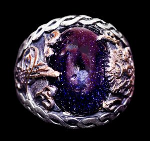 925 Ayar Gümüş Erkek Yüzük - Gece Yıldızı Mavi Yapay Taş - Şık El Yapımı Takı - Osmanlı İmparatorluğu Tugrası - Görsel 3