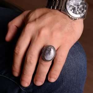 Gerçek Doğal Yemen Agat Taşı Yüzük, 27.90 Karat, Gümüş Yüzük, Osmanlı Mühür Yüzüğü, Erkek Yüzüğü - Görsel 6