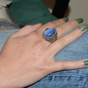 El Yapımı Yapay Taş Yüzük - 925 Ayar Gümüş Erkek Takısı (Mavi Kedi Göz) - Görsel 7