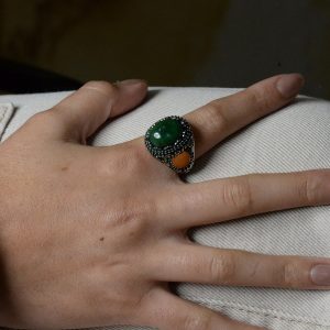 Doğal Zümrüt Taşlı, El Yapımı Yüzük, Sterlin Gümüş Erkek Yüzüğü, Gümüş Aksesuar, Yeşil - Görsel 7