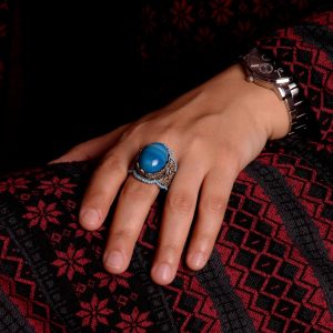 925 Ayar Gümüş Erkek Yüzük, Gerçek Doğal Mavi Akik Taşı, Sultan Yüzüğü - Görsel 3