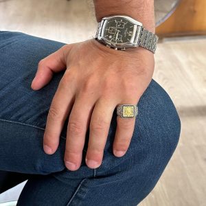 Altın Kaplama Aslan Başı Yüzük - 925 Ayar Gümüş Erkek Yüzüğü - El Yapımı Özel Yüzük - Görsel 3