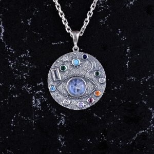 Gerçek Doğal Aytaşı Taşlı Kolye, Güneş Kolyesi, Sterlin Gümüş Takı - Görsel 3