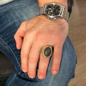 İslami Yüzük, Hematit Taşlı Yüzük, Dini Yüzük, Erkek Yüzüğü, 925 Ayar Gümüş Yüzük - Görsel 3