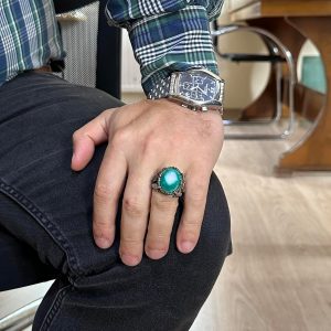 Gerçek Druzy Kuvars Taş Yüzük, 925 Ayar Gümüş Yüzük, Erkekler İçin Kartal Pençesi Yüzük - Görsel 3