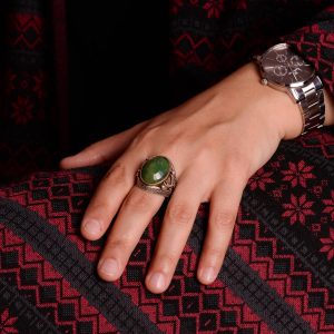 Gerçek Doğal Taş Erkek Yüzük, Kılıç Yüzüğü, 925 Ayar Gümüş Erkek Yüzük (Zümrüt) - Görsel 3