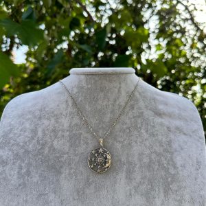 925 Ayar Gümüş Güneş ve Ay Kolye, Gökyüzü Yıldızları Pendantı, El Yapımı Kolye - Görsel 5