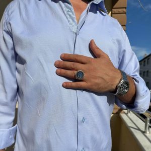 Gerçek Doğal Taş El Yapımı Yüzük - 925 Ayar Gümüş Yüzük (Kyanit) - Görsel 3