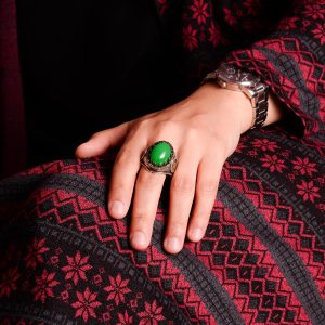 Erkekler için 925 Ayar Gümüş Yüzük - Doğal Jade Taşlı Yüzük - Görsel 3