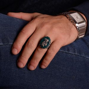 925 Ayar Gümüş Yüzük, Gerçek Doğal Taş Yüzük, Grim Reaper Yüzüğü - Görsel 4