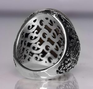 Erkekler için 925 Ayar Gümüş Yüzük, Yemeni Akik Doğal Taş ile - Görsel 3