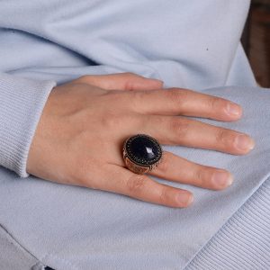 925 Ayar Gümüş Erkek Yüzük, Gerçek Doğal Taş Yüzük, İslami Yüzük (Safir) - Görsel 6