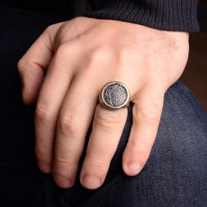 925 Ayar Gümüş Erkek Yüzük, Davud Star Yüzüğü, Erkekler için Özel Yüzük - Görsel 6