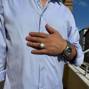 Gerçek Doğal Taş El Yapımı Yüzük - 925 Ayar Gümüş Yüzük (Akat) - Görsel 3