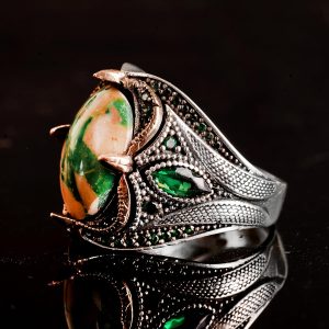 Gerçek Doğal Arizona Turkuaz Taş Yüzük, 925 Ayar Gümüş Yüzük, El Yapımı Sultan Yüzük, Tasarım-2 - Görsel 5