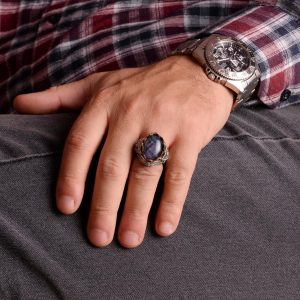 Gerçek Doğal Taş Yüzük - El Yapımı 925 Ayar Gümüş Yüzük (Florit) - Görsel 3