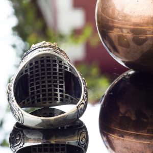 El Yapımı Gümüş Erkek Yüzük, Gerçek Doğal Taş Yüzük (Kan Taşı) - Görsel 4