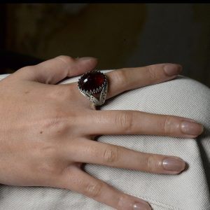 Gerçek Doğal Hessonit Garnet Taş Yüzük, İslami Yüzük, 925 Ayar Sterlin Gümüş Yüzük - Görsel 7